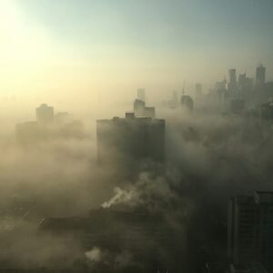 City skyline in haze
