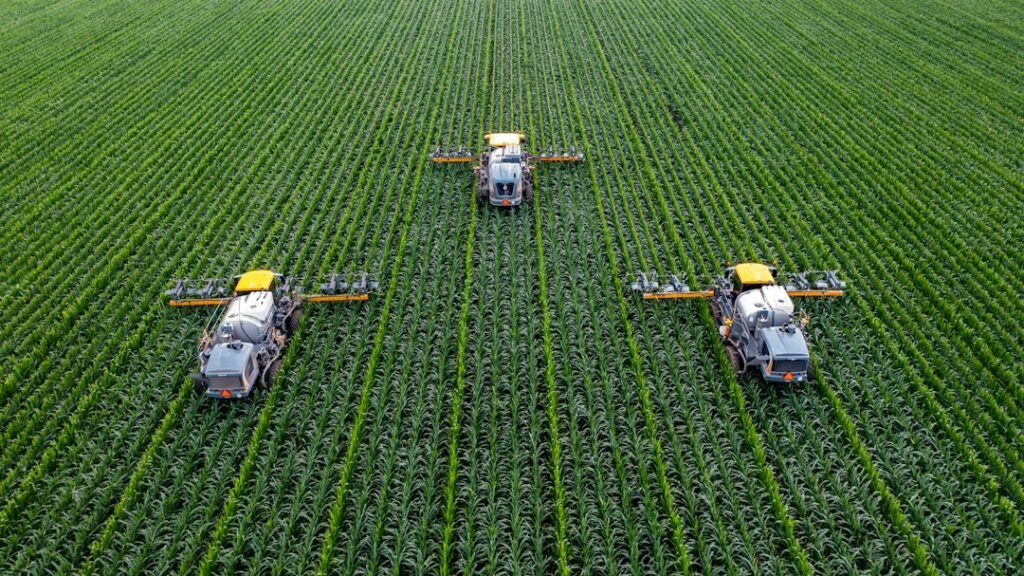 Large farm field where LoRaWAN sensor networks monitor crops